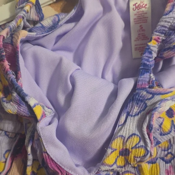 Justice Light Purple Romper with Floral Pattern - Picture 7 of 7